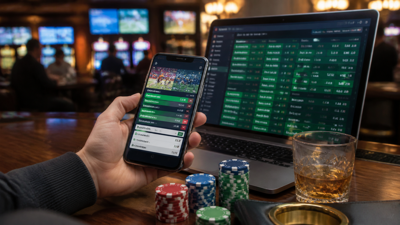Core Features Singapore Bettors Tend to Value: best sports betting sites Singapore Sports bettor checking odds on a phone and laptop