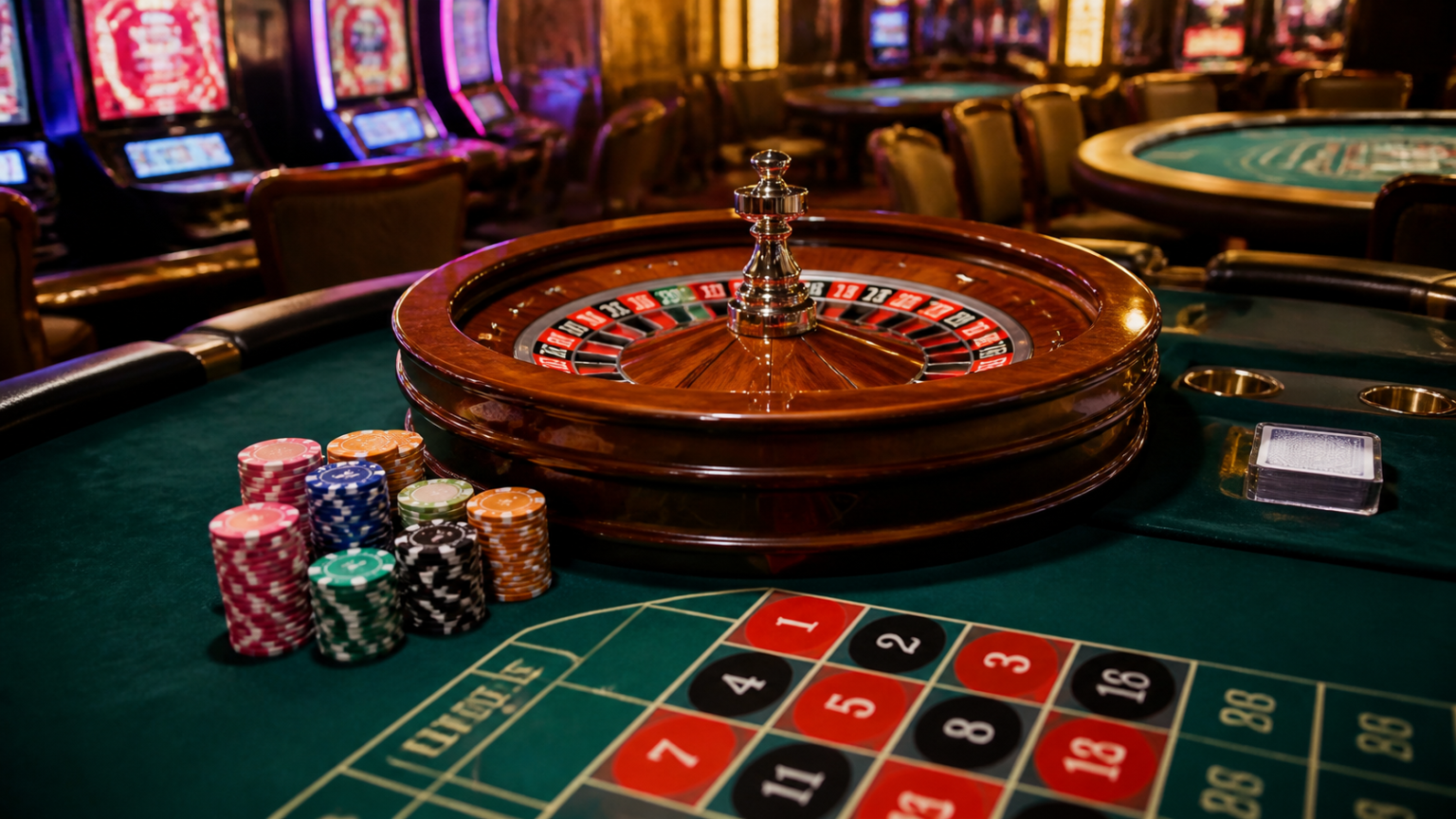 sg online casino: What Players Should Know Before They Start Casino gaming table with cards and roulette wheel